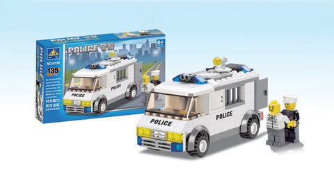 Детски коцки за правење на полициско возило (135 парчиња), бесплатна достава