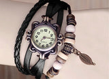 2 Boho Vintage часовници со приврзок во форма нa лист во боја по избор, бесплатна достава
